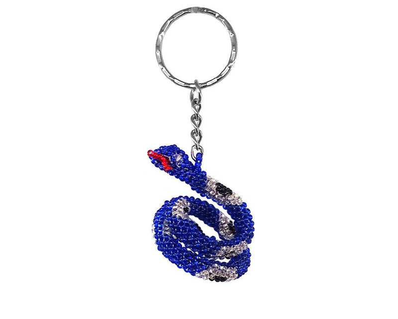 Beaded Snake Seed Bead Figurine Keychain