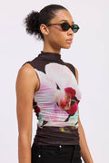 Sleeveless Orchid Mesh Top