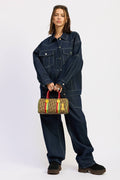Oversized Twill Button Up Dark Denim Jacket