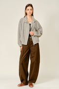 AJP6166 UTILITY BARREL WAIST TIE CARGO PANTS: KAHKI / S-M-L (2-2-2)