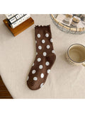 Polka Dot Ribbed Crew Socks