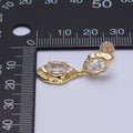 Clear Cubic Zirconia Abstract Dangle Stud Earrings AE1091: Gold