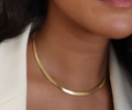 Kate- Herringbone Stainless Steel Necklace 14K- Widest: Silver