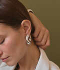Wave-Puffy Hoop- Steel Earrings- 14K gold or Silver: Gold