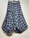 6633C LINEN SKIRT WITH POCKETS, VICHY CHECK PATTERN: Yellow