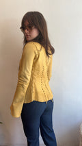 Vintage yellow 70s handmade leather jacket