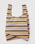 Reusable shopping bag with striped pattern on a white background