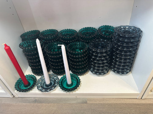 Vintage Blue and Teal Tapered Candle Holders: Teal