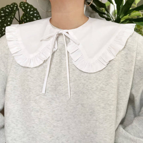 White Cotton Removable Frill collar: Regular
